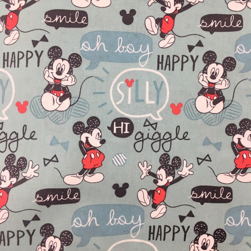 Character 100% Cotton MICKEY MOUSE ON BLUE